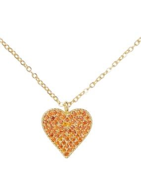 Amanda Blu Red Allover Cubic Zirconia Rhinestone Heart 18K Dipped Gold Necklace